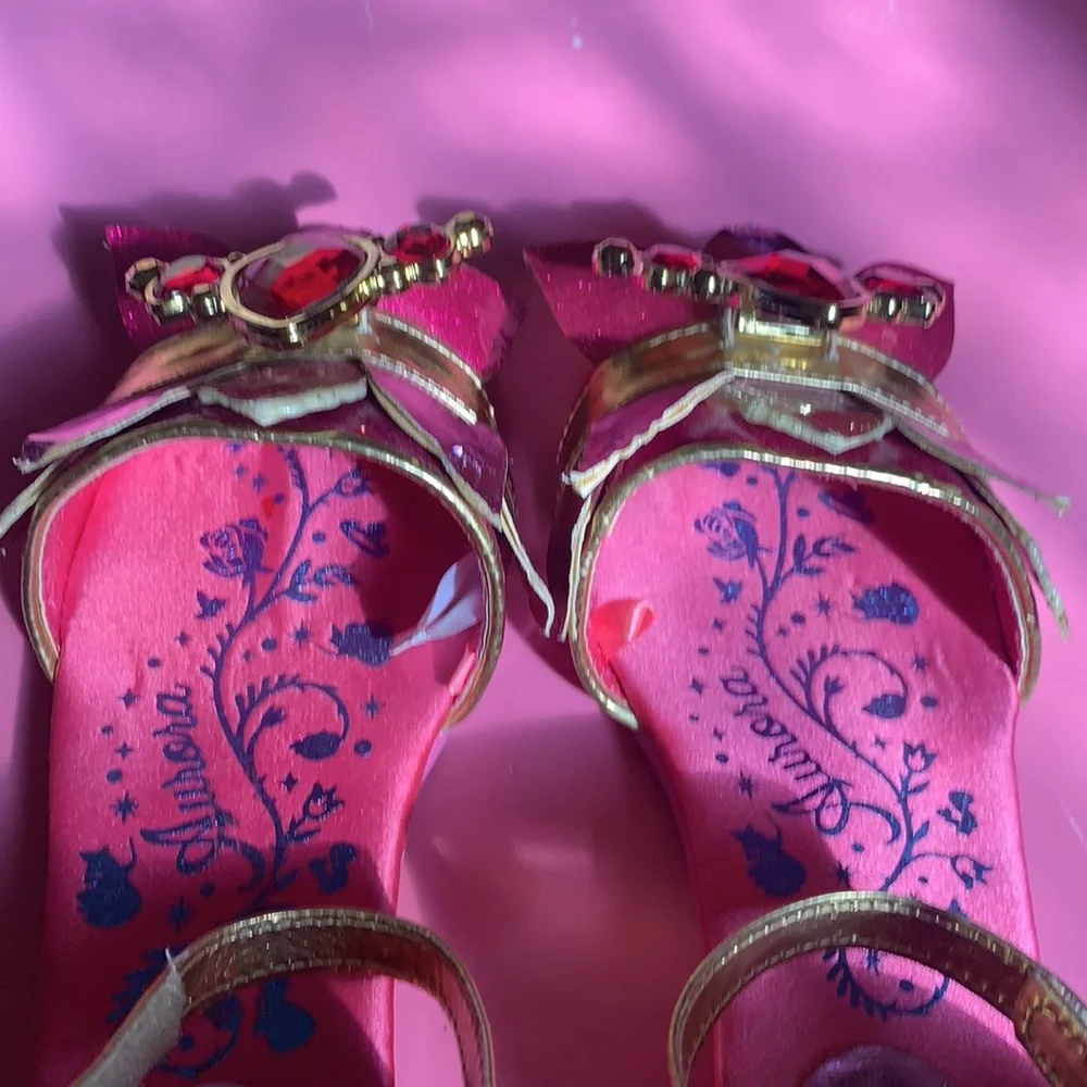 GIRL’S DISNEY PRINCESS AURORA SLEEPING BEAUTY PINK SHOES HALLOWEEN COSTUME 12T